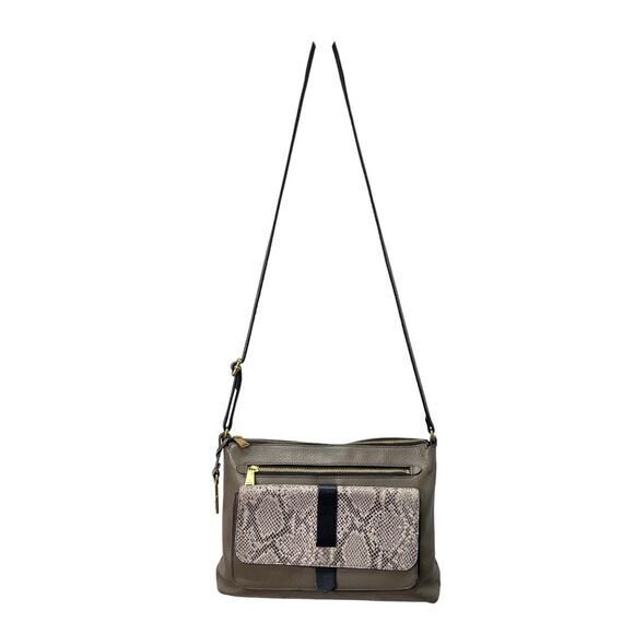 Fossil Brown Snake Embossed Leather Crossbody Bag - Picture 9 of 10